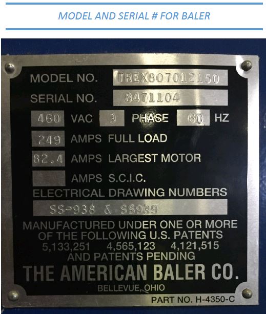 8679 2 American Baler TREX807012150 Horizontal Baler