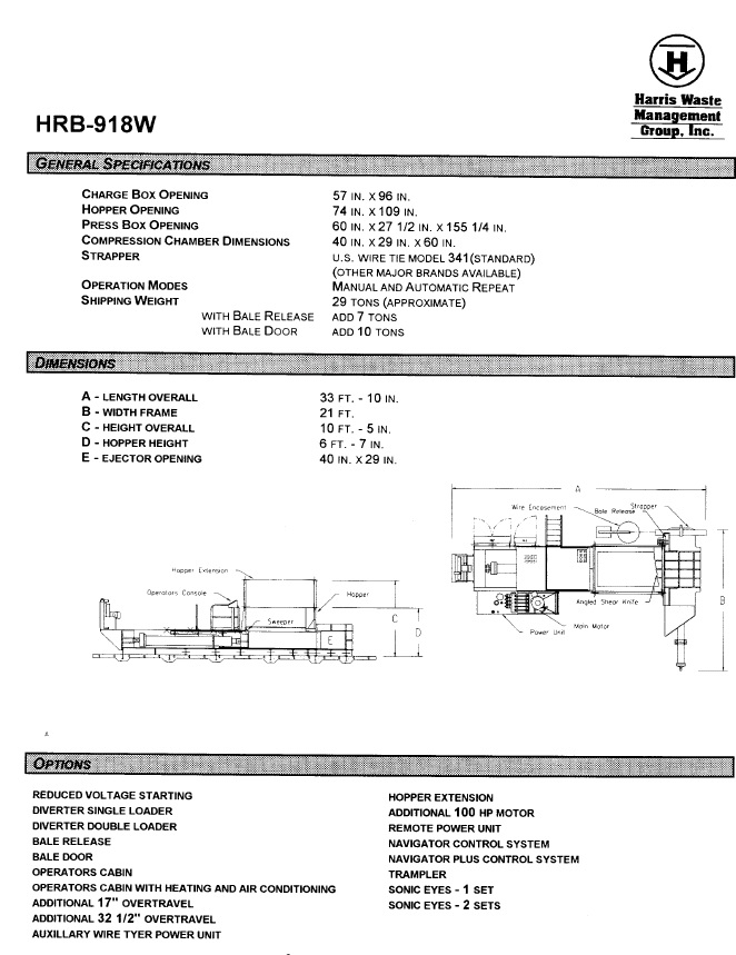 Harris HRB 918W Specs2