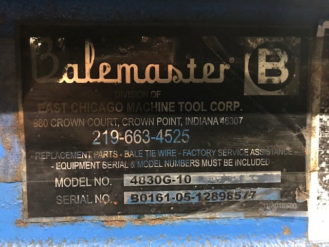 8720 Balemaster 4830G 10 Name plate