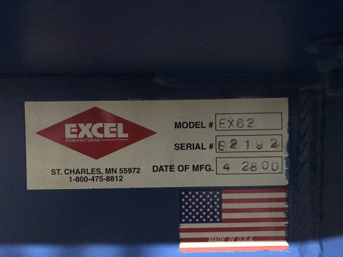 8861 18 Excel EX62 Horizontal Manual Tie Closed Door Baler